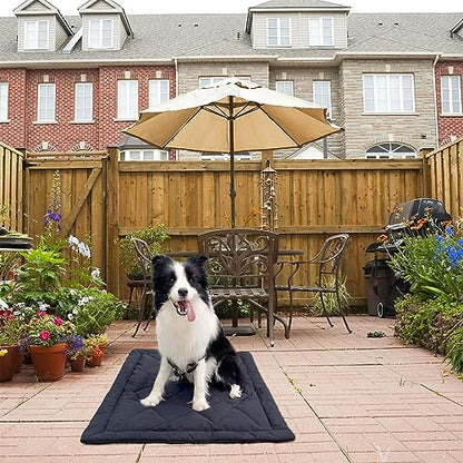 Travel Dog Bed, Portable Waterproof Anti-Slip Dog Camping Bed Mat with Carry Handles for cat or Other pet, Machine Washable, 36 * 23” Dark Blue - size: Medium