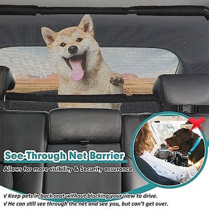 Dog Car Barrier Escape-Proof, 46" Wide Car Divider for 3rd Row Seats & Cargo Area, Durable Cargo Area Dog Car Gate Trunk Barrier with See Through Net Mesh for Small Sized SUV & Vehicles Or Hatchback - size: Small