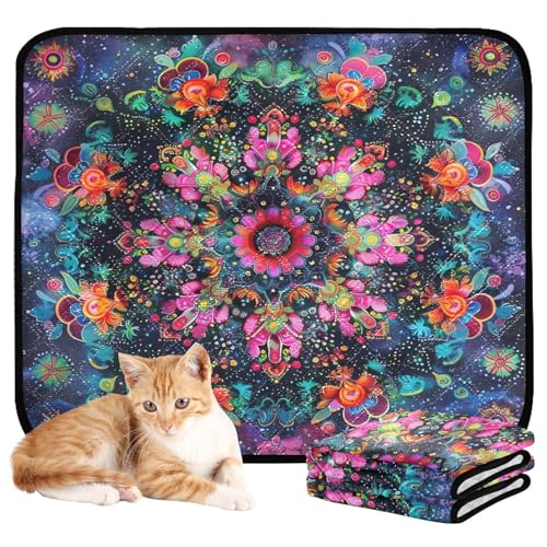Qilmy Mandala Pet Mat, Waterproof Reusable Dog Training Pad Anti-Slip Pet Creat Pad for Small Medium Large Dogs and Cats - size: Medium+Large