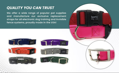 Sparky Pet Co - ECollar Replacement Strap - Double Buckle Dog Collar - Rugged Nylon - Adjustable - D Ring - Quick Release Metal Clasp - for Invisible Fence Systems - 3/4" x 24" - Black - color: Black, size: 3/4" Wide