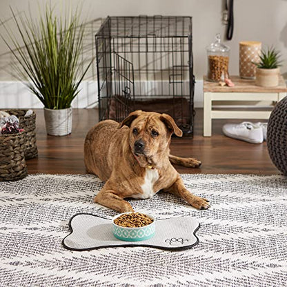 Bone Dry Lattice Collection Pet Bowl & Canister, Single Dish, Medium 6x2", Aqua - color: Aqua, size: Medium Single Dish, 6x2"