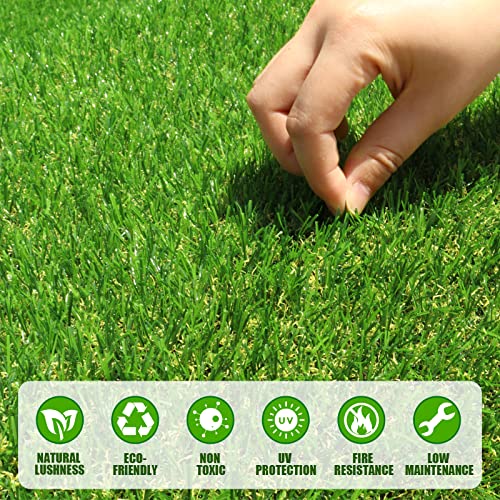 FREADEM Artificial Grass Turf for Pet Dogs 3' x 5', Fake Grass Lawn with Drain Holes, Indoor Outdoor Synthetic Grass Mat for Garden Gym Patio Balcony Playground Backyard, Height 0.8 Inch - size: 3' x 5'