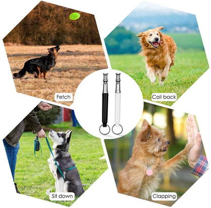 Dog Whistle to Stop Barking, Adjustable Pitch Ultrasonic Silent Dog Whistle, Professional Dog Training Whistle for Recall & Obedience, with Lanyard