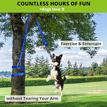 Dog Hanging Bungee Tug Toy: Interactive Tether Tug-of-War for Pitbull Small to Large Dogs to Exercise and Training Equipment - Outdoor Tree Tugger Dog Rope Toy with 2 Chew Rope Toys - Blue - size: X-Large-Blue-for Single Dog