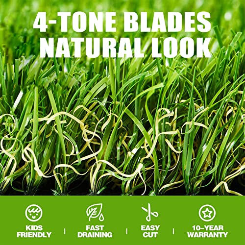Premium Artificial Grass 3' x 12' Outdoor Rug, 1.38" Realistic Thick Turf for Garden, Yard, Fake Lawn, Dogs Synthetic Grass Mat, Rubber Backed with Drainage Holes, Customized Sizes - size: 3' x 12'