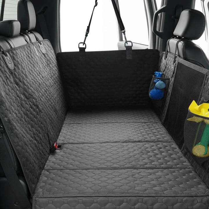 Back Seat Extender for Dogs, PU Leather Hard Bottom Truck Dog Seat Cover for Back Seat, Waterproof Pet Hammock Bed for Car with Side Flap, High Barrier Truck Pet Back Seat Covers - size: For Full Size Truck