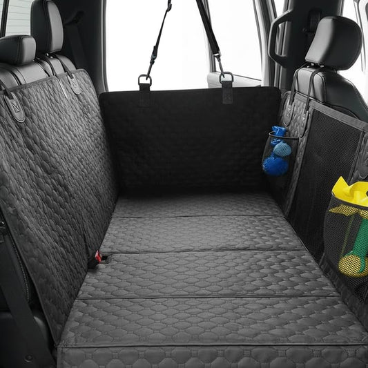 Back Seat Extender for Dogs, PU Leather Hard Bottom Truck Dog Seat Cover for Back Seat, Waterproof Pet Hammock Bed for Car with Side Flap, High Barrier Truck Pet Back Seat Covers - size: For Full Size Truck
