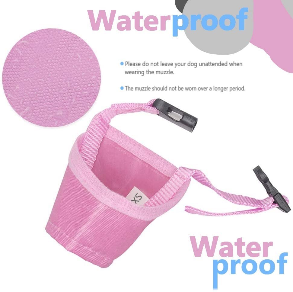 Dog Muzzle XS (2 PCs) Soft Air Mesh for Small Dogs with Long Snout Quick Fit for Grooming Adjustable Prevent from Biting Barking and Chewing Soft Muzzle (2PCs-Pink& Black, XS)