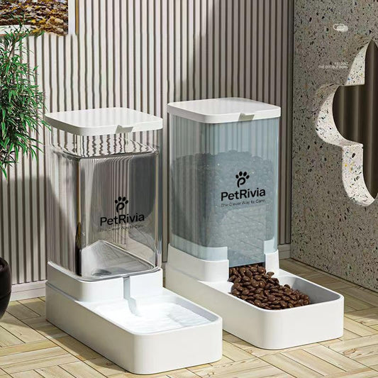 Automatic cat Feeder and Water Dispenser, Dog Food and Water Bowl Set, Gravity cat Feeder, Automatic Dog Water Dispenser, pet Feeding Station, cat Food and Water Bowl Set - Large Size (2.1kg/3.8L) - size: 2.1kg Food * 3.8L Water (large)