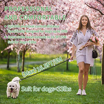 Retractable Dog Leash,[Strong Nylon Tape][One-Handed One Button Lock] for Small Medium Dogs and Cats,16ft Pet Walking Leash with 360°Tangle-Free Design,Anti-Slip Handle,Gift Package (Light Green) - color: Light Green