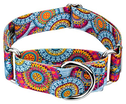 Country Brook Petz - HossFit Jr Wide Martingale Dog Collar - Groovy Collection Featuring Far Out Designs (Sky Mandala, Medium) - color: Sky Mandala, size: Medium (Pack of 1)