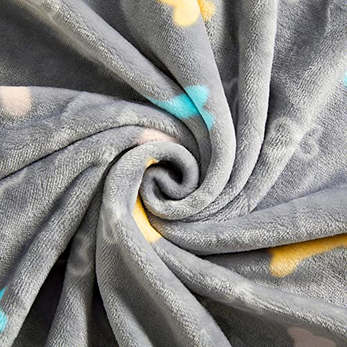 Allisandro Luxurious Dog Blanket, 350 GSM Super Fuzzy Microplush Fleece Pet Blankets for Small Medium Large Dogs and Cats, Grey Bone, 64 x 40 Inches - color: Grey Bone, size: 64" x 40"