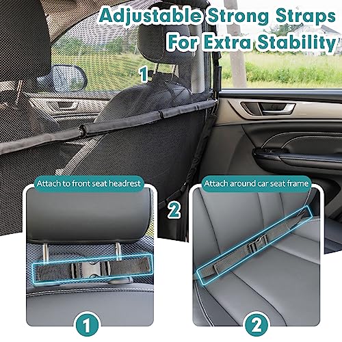 Dog Car Barrier Escape-Proof, 50" Wide Car Divider for 2nd 3rd Row Seats & Cargo Area, Durable Back Seat Car Gate Trunk Barrier with See Through Net Mesh for Small Trucks & SUV & Mid-Sized Vehicle - size: Medium