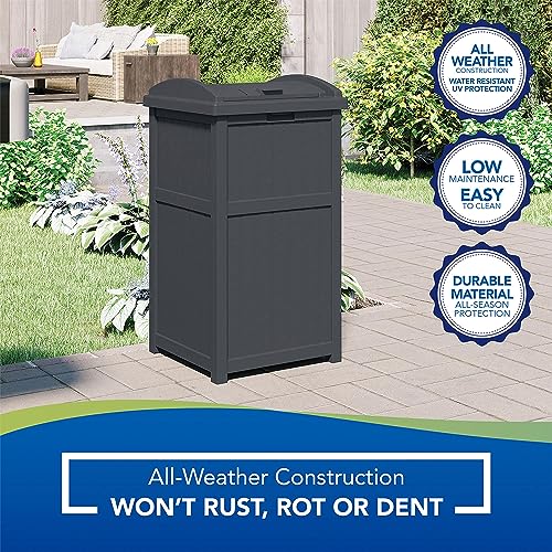 Suncast 4 Pack Outdoor Waste Bin Trash Hideaway Container with Latching Lid, 33 Gallon Capacity - color: Cyberspace, size: 4 Pack