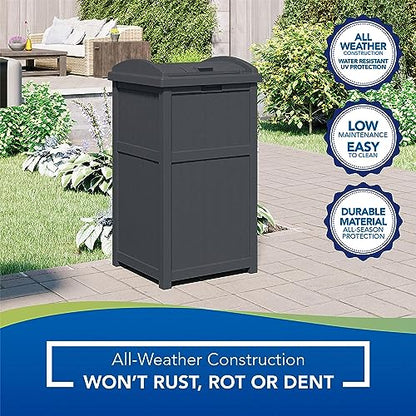 Suncast 4 Pack Outdoor Waste Bin Trash Hideaway Container with Latching Lid, 33 Gallon Capacity - color: Cyberspace, size: 4 Pack