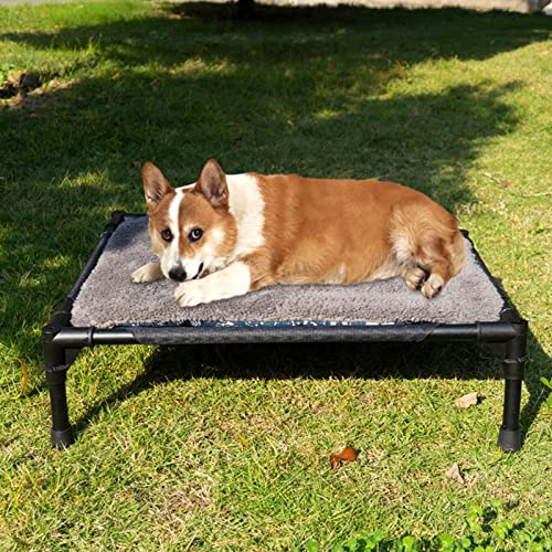 Elevated Pet Bed, Comfortable Elevated Extra Large Dog Bed with Removable Canopy, 2 in 1 Foldable & Weather Proof Oxford Fabric Dog Bed, Portable & Cozy Pet Cot for Camping Beach Outdoor Activities - size: 16.93*21.85*22.44 inches