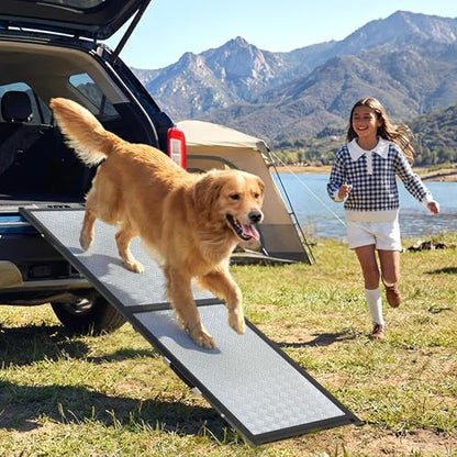 XLarge Dog Ramp for Car, SUV & Truck 71" – Joint & Spine Relief, Anti-Slip Surface, Heavy-Duty, Stable, Up to 200 lbs - size: for Car-Large