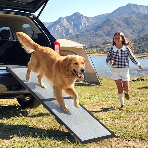XLarge Dog Ramp for Car, SUV & Truck 71" – Joint & Spine Relief, Anti-Slip Surface, Heavy-Duty, Stable, Up to 200 lbs - size: for Car-Large