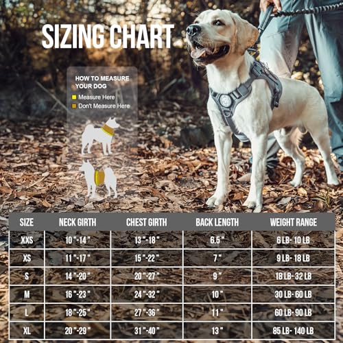 OneTigris Tactical Dog Harness Vest,No-Pull Service Dog Vest with Hook & Loop Panels,Adjustable Dog Vest Harness for Walking Hiking Training(Grey,XS) - color: Grey, size: XS