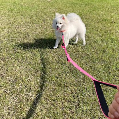 WYuZe 3 Handle Dog Leash for Medium Large Dogs 7FT Bungee Traffic Dog Leash | Reflective Heavy Duty Nylon Training Leash Shock Absorbing Triple Padded Handle No Pull Control Walking (7FT, Pink) - color: Pink