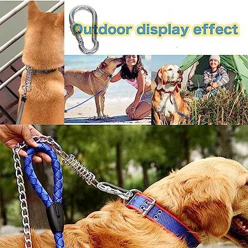 2 Pack Metal Bungee Leash Extension for Large Dogs, Tie Out Cable Attachment, Shock Absorbing Leash Spring for Training, Running