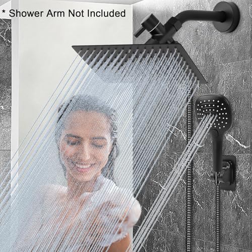 NearMoon Shower Head with Hose, High Pressure Stainless Steel Rain Shower and 3 Settings Handheld Spray Combo with Push Button Flow Control (12 Inch, Matte Black) - color: Matte Black, size: 12 Inch