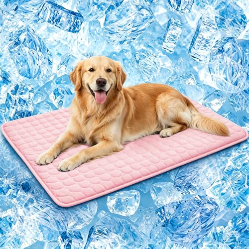 SOMOYA Dog Cooling Mat,Upgraded Arc-Chill Non-Slip Washable Cool Pad | Cooling Mat for Dogs Q-Max 0.4 Breathable Washable,Foldable,Suit for Indoor Outdoor Summer Use for Cats Dogs - color: Pink, size: 27x39 in