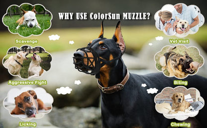 Dog Muzzle Breathable Basket Muzzles for Large and X-Large Dogs, Stop Biting, Barking and Chewing, Best for Aggressive Dogs Black Brown (Black Rubber, XL) - size: XL