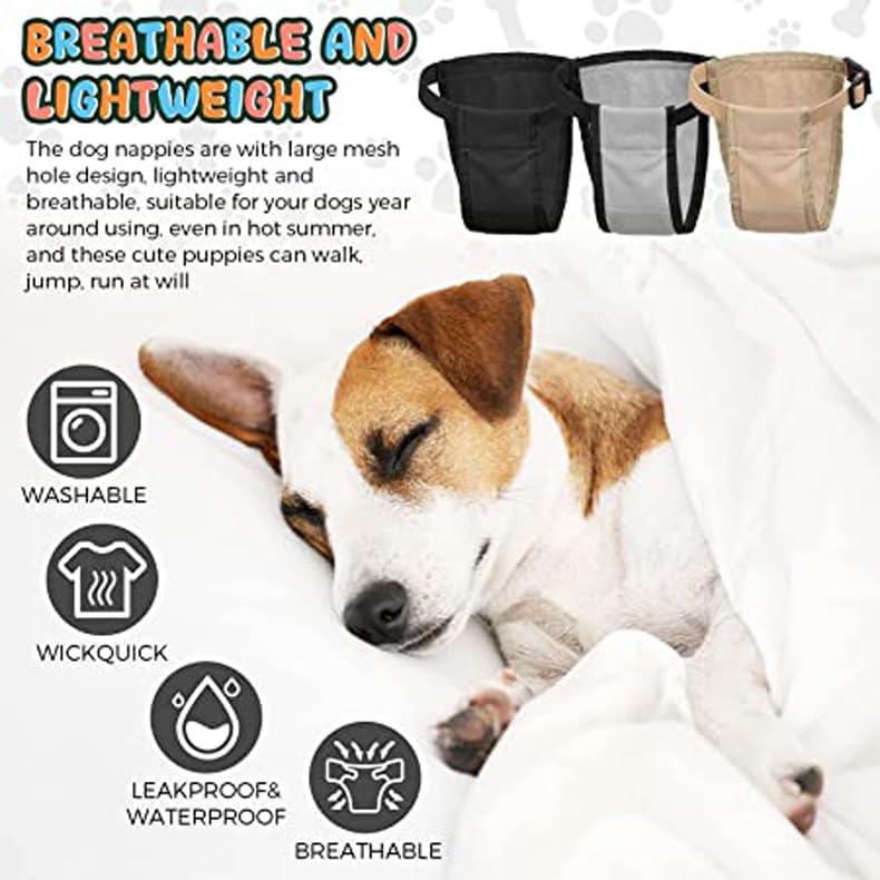 Dog Sanitary Panties Female, (Reusable 2PCS Dog Pants with 6 Pcs Diaper), Breathable Mesh Washable Dogs Sanitary Pads(Gray+Black 2XL) - color: Gray+Black, size: XX-Large