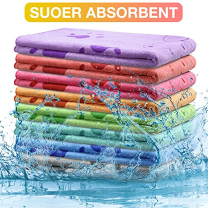 Chumia 8 Pcs 55 x 28 Inches Dog Towels Absorbent Microfiber Bath Drying Towels for Small Medium Large Pets Cat Puppy Shower Cleaning Accessories(8 Colors)