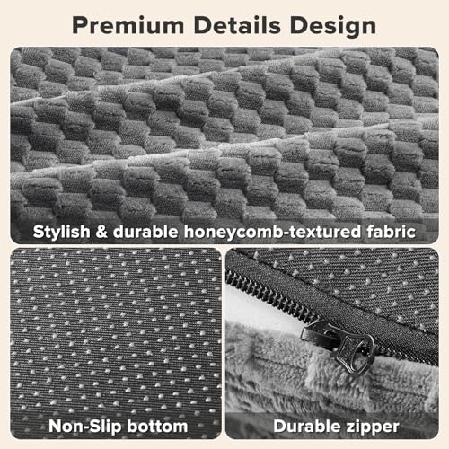 JOEJOY XL Orthopedic Dog Beds Large Sized Dog, Extra Large Washable Waterproof Oval Dog Bed with Removable Cover, Egg-Crate Foam Pet Bed with Bolster & Non-Skid Bottom, Dark Grey, 42''x32'' - color: Dark grey, size: XL(42"x 32"x 7")