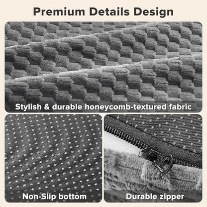 JOEJOY XL Orthopedic Dog Beds Large Sized Dog, Extra Large Washable Waterproof Oval Dog Bed with Removable Cover, Egg-Crate Foam Pet Bed with Bolster & Non-Skid Bottom, Dark Grey, 42''x32'' - color: Dark grey, size: XL(42"x 32"x 7")