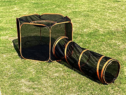 2 in 1 Pet Cat and Dog Tunnel Tent Foldable Pet Tent Outdoor Pop Up Pet Playpen Cage Fences House (Styles 2) - style: Styles 2