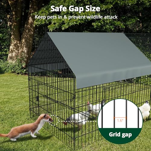 PawGiant Chicken Coop, Chicken Run Pen for Yard with Cover Outdoor Metal Portable Chicken Tractor Cage Enclosure Crate Outside for Small Animals Duck Rabbit Hen 130"×40"×40" - size: 130.0"L x 40.0"W x 40.0"H