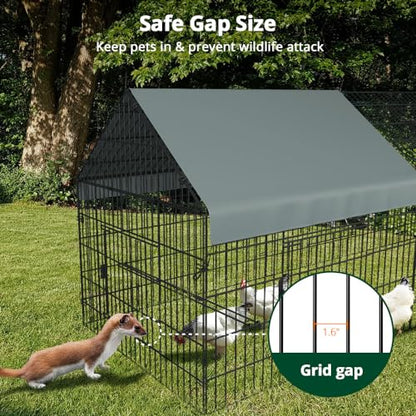 PawGiant Chicken Coop, Chicken Run Pen for Yard with Cover Outdoor Metal Portable Chicken Tractor Cage Enclosure Crate Outside for Small Animals Duck Rabbit Hen 130"×40"×40" - size: 130.0"L x 40.0"W x 40.0"H
