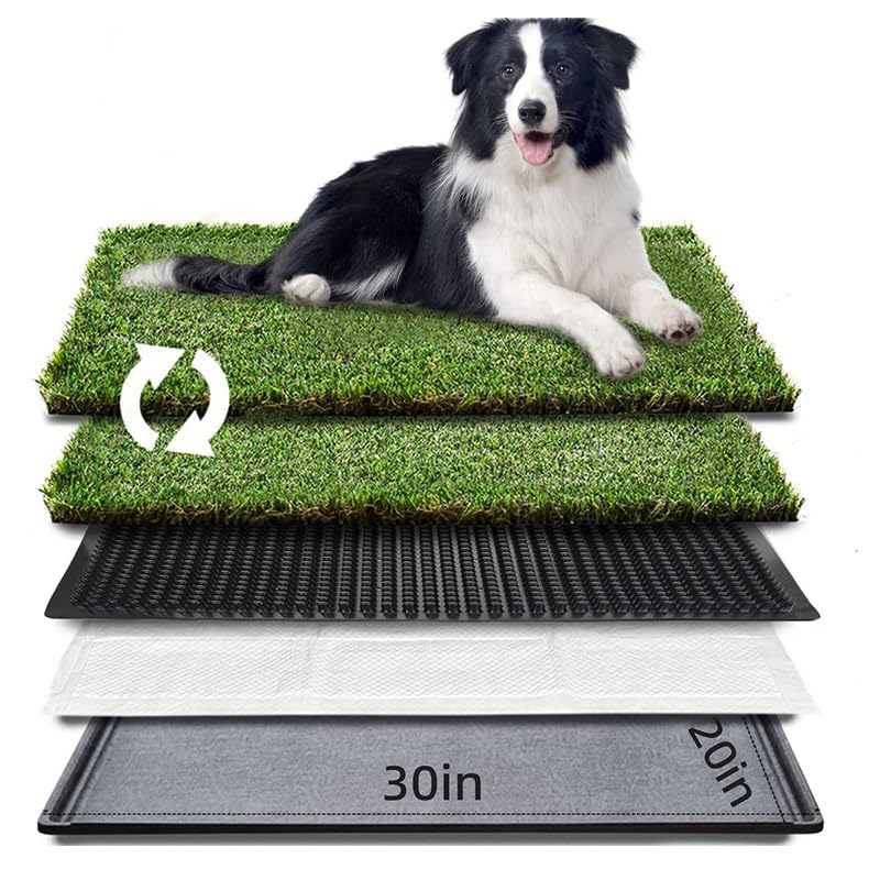 LITA Dog Grass Pad with Tray - Dog Litter Box with 2 Artificial Grass Pads - Potty Tray for Balcony Apartment Indoor Outdoor Use - 20x30 INCH - size: 20*30 INCH