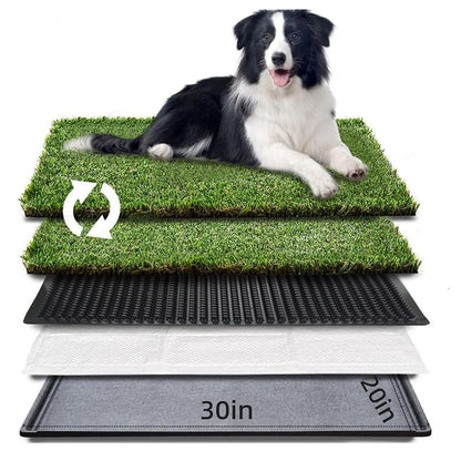 LITA Dog Grass Pad with Tray - Dog Litter Box with 2 Artificial Grass Pads - Potty Tray for Balcony Apartment Indoor Outdoor Use - 20x30 INCH - size: 20*30 INCH