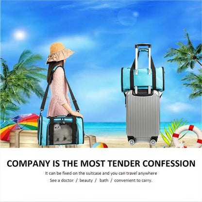 Cat Carrier Dog Carrier Pet Carriers for Medium Small Cats Dogs Puppies up to 15 Lbs,TSA Airline Approved Small Dog Cat Carriers Soft Sided,Collapsible Travel Puppy Carrier (Medium, Blue)