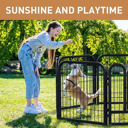 Dog Playpen 8/16 Panels 32" Height Heavy Duty Dog Fence Puppy Pen for Large Medium Small Dogs Indoor Outdoor Foldable Pet Exercise Pen - size: 32"High, style: 08 Panels