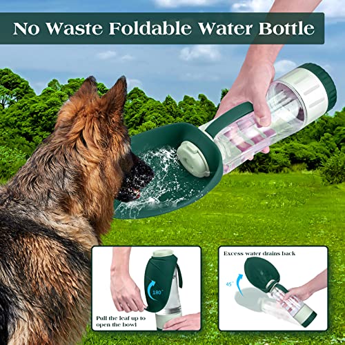 TIOVERY Dog Water Bottle Dispenser for Walking, Pet Water Feeder Container Portable with Drinking Cup Bowl Outdoor Hiking, Travel 20OZ Large Green