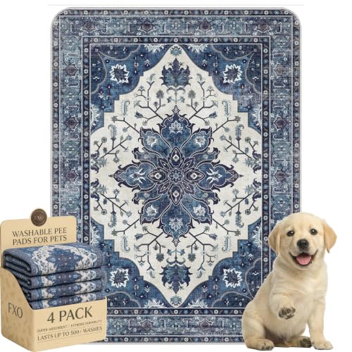 4PACK Washable Pee Pads for Dogs,Great Urine Absorbent Reusable Puppy Training Pads,Waterproof,Leak-Proof & Non-Slip Potty Pads for Whelping,Crate,Playpen,Bed.(Dark Navy Floral,18"x24") - color: Dark Navy Floral, size: 18"x24" (Pack of 4)