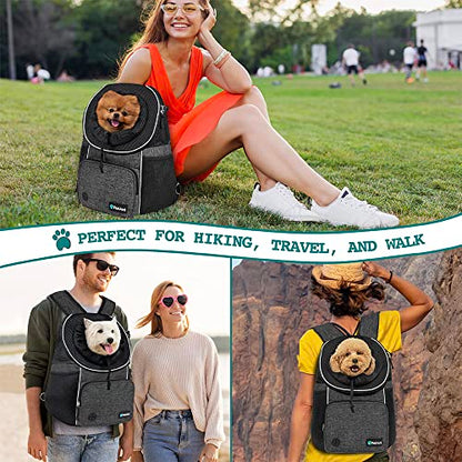 PetAmi Adjustable Dog & Cat Chest Carrier Backpack, Ventilated for Hiking & Camping, Small to Large Pets Up to 15 lbs, Dark Gray - color: Dark Gray, size: Large (15.5x9x18)