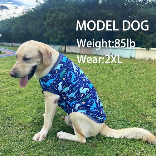 Dog Navy Sleeveless T Shirts with Universe Dinosaur Pattern Printed Soft Vest for Large Dogs (XL, Vest) - color: Navy, size: XL