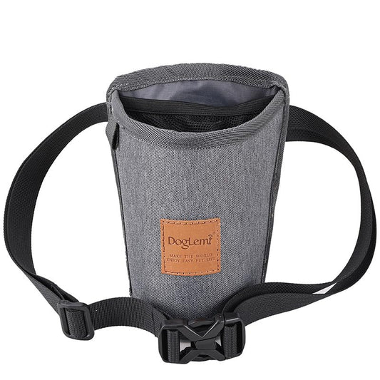 Portable Dog Treat Pouch for Training - Outdoor Waist Pack with Medium-Stiff Polyester, Leash Clip & Zippered Pocket for Pet Treats/Rewards (Grey)