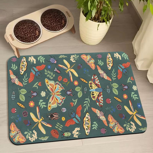 Dog Food Mats for Floors Waterproof, Pet Water Bowl Mats Pet Feeding Absorbent Placemats 12 * 20 inch - color: Dark Green, size: 20"L x 12"W