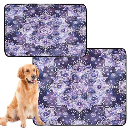 Qilmy Mandala Pet Mat, Waterproof Reusable Dog Training Pad Anti-Slip Pet Creat Pad for Small Medium Large Dogs and Cats - size: Medium+Large