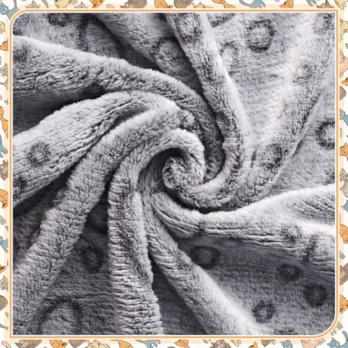 Tegeme 12 Pcs Pet Blankets 30 x 20 Inch Soft Fluffy Fleece Dog Cat Warm Paw Print Pattern Blankets Flannel Throw for Pets Dog Puppy Cat(Gray) - color: Gray, size: 30 x 20 Inch