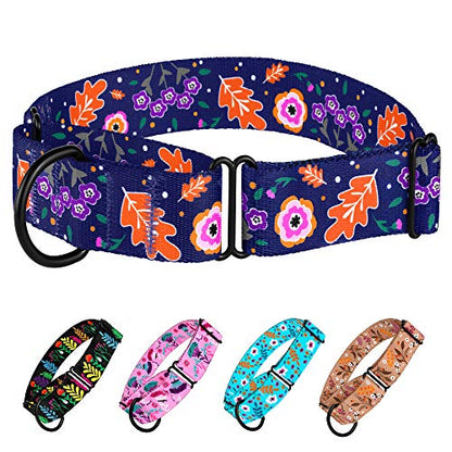 CollarDirect Martingale Dog Collar Heavy Duty Nylon Slip Collars for Small Medium Large Dogs [Nylon, Patterned, Navy Blue, L, 15"-20"] - color: Navy Blue, size: Large (Neck Size 15"-20")