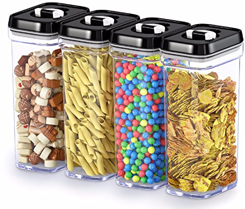 DWËLLZA KITCHEN Airtight Food Storage Containers with Lids – 4 Piece Set Air Tight Kitchen Storage Containers Clear Pantry Organization and Storage Set BPA-Free - Keeps your Food Fresh & Dry - color: 02 - 1.4 Liters (Set of 4)
