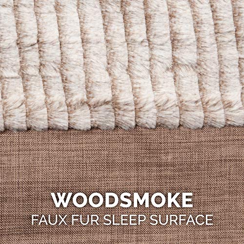 Furhaven Replacement Dog Bed Cover Luxe Faux Fur & Performance Linen Sofa-Style, Machine Washable - Woodsmoke, Jumbo (X-Large) - color: Woodsmoke, size: Jumbo